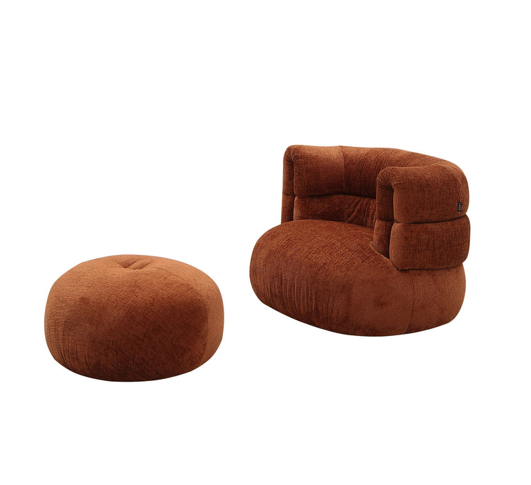 VIG Furniture - Divani Casa Shay - Modern Burnt Orange Fabric Accent Chair + Ottoman - VGEV-CH325-ORG-SET - GreatFurnitureDeal