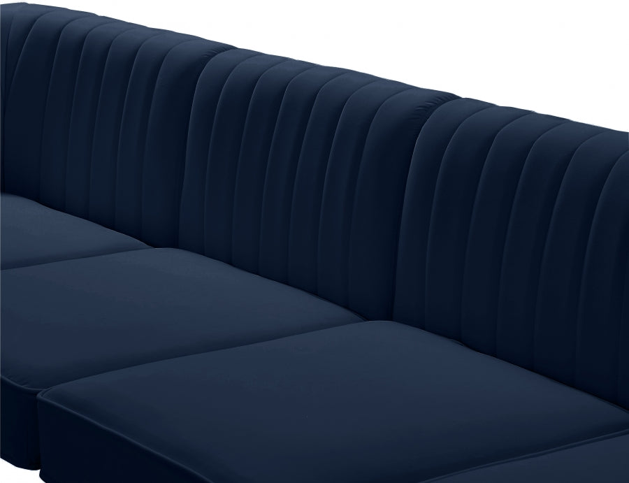 Meridian Furniture - Alina 116.5" Velvet Upholstered 8 Piece Modular Sectional - 604Navy-Sec8B - GreatFurnitureDeal