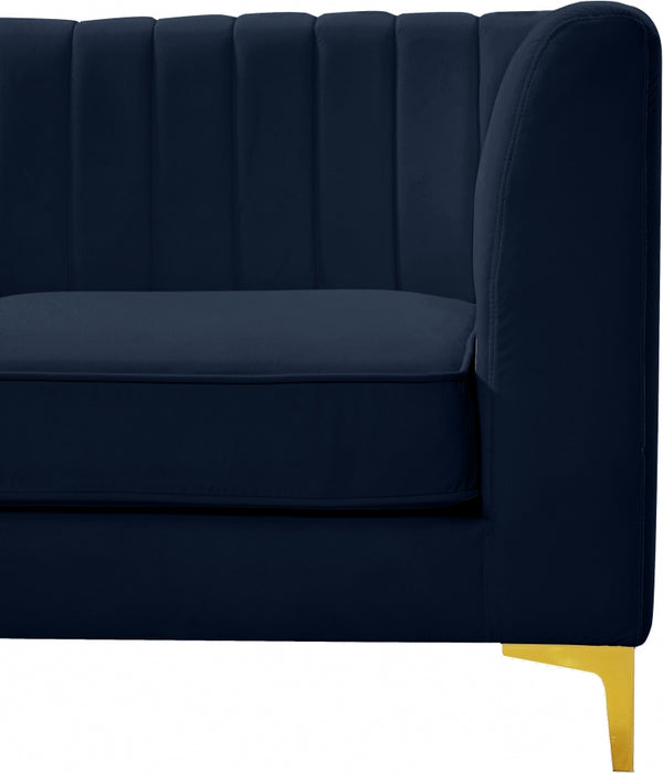 Meridian Furniture - Alina 116.5" Velvet Upholstered 8 Piece Modular Sectional - 604Navy-Sec8B - GreatFurnitureDeal