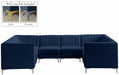 Meridian Furniture - Alina 116.5" Velvet Upholstered 8 Piece Modular Sectional - 604Navy-Sec8B - GreatFurnitureDeal