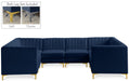 Meridian Furniture - Alina 116.5" Velvet Upholstered 8 Piece Modular Sectional - 604Navy-Sec8B - GreatFurnitureDeal