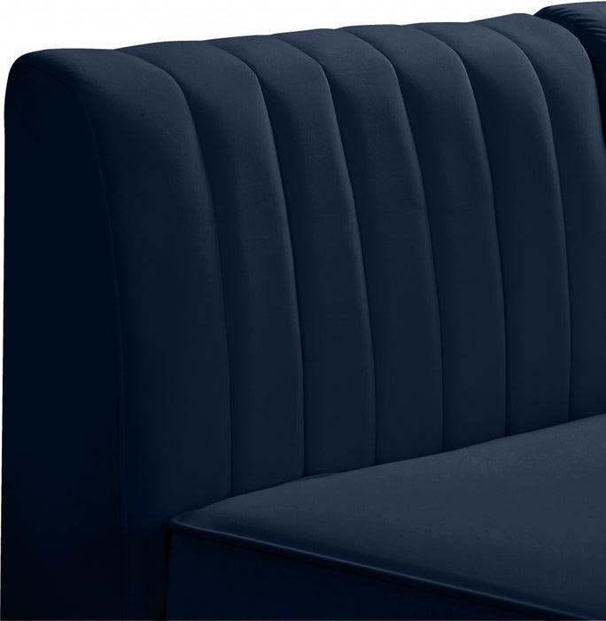 Meridian Furniture - Alina 142" Velvet Upholstered 8 Piece Modular Sectional - 604Navy-Sec8C - GreatFurnitureDeal