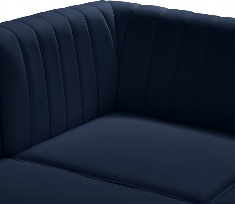 Meridian Furniture - Alina 142" Velvet Upholstered 8 Piece Modular Sectional - 604Navy-Sec8C - GreatFurnitureDeal