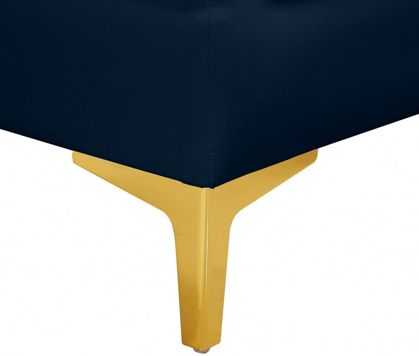 Meridian Furniture - Alina 142" Velvet Upholstered 8 Piece Modular Sectional - 604Navy-Sec8C - GreatFurnitureDeal