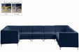 Meridian Furniture - Alina 142" Velvet Upholstered 8 Piece Modular Sectional - 604Navy-Sec8C - GreatFurnitureDeal