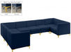 Meridian Furniture - Alina 142" Velvet Upholstered 8 Piece Modular Sectional - 604Navy-Sec8C - GreatFurnitureDeal