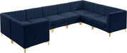 Meridian Furniture - Alina 142" Velvet Upholstered 8 Piece Modular Sectional - 604Navy-Sec8C - GreatFurnitureDeal