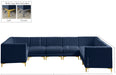 Meridian Furniture - Alina 142" Velvet Upholstered 8 Piece Modular Sectional - 604Navy-Sec8C - GreatFurnitureDeal
