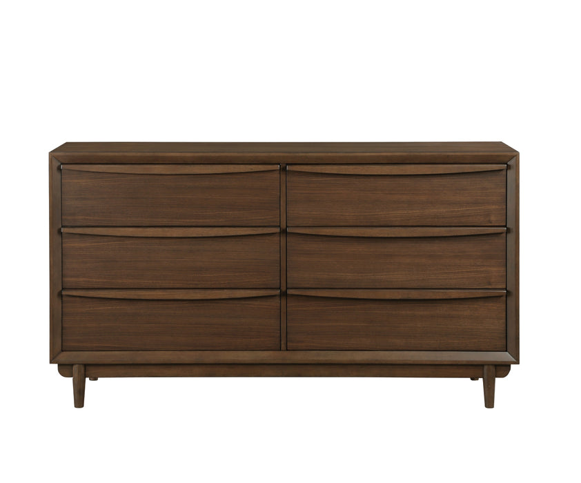 Homelegance - Astrid 6 Drawer Dresser and Mirror Set in Walnut - 1501-5-6 - GreatFurnitureDeal