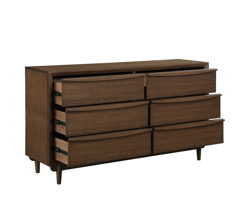 Homelegance - Astrid 6 Drawer Dresser and Mirror Set in Walnut - 1501-5-6 - GreatFurnitureDeal