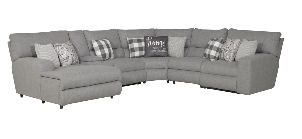 Catnapper - Rockport 6 Piece Power Modular Sectional in Gray - 61502-1509-61505-1508-61505-61503-GRAY - GreatFurnitureDeal