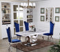 Mariano Furniture - 5 Piece Marble Dining Table Set in Navy Blue - BQ-D14-4SC35 - GreatFurnitureDeal