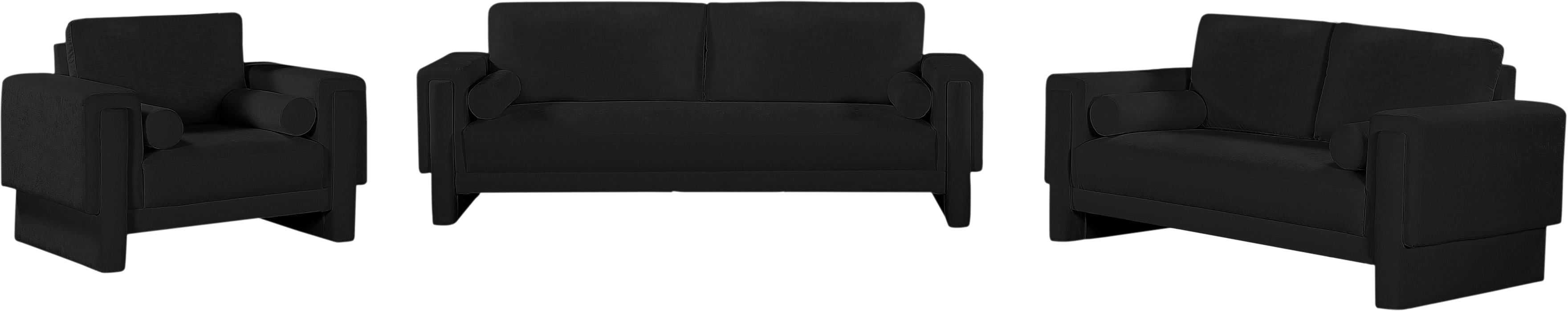 Meridian Furniture - Madeline 89" Black Chenille Fabric Upholstered Sofa - 152Black-S - GreatFurnitureDeal