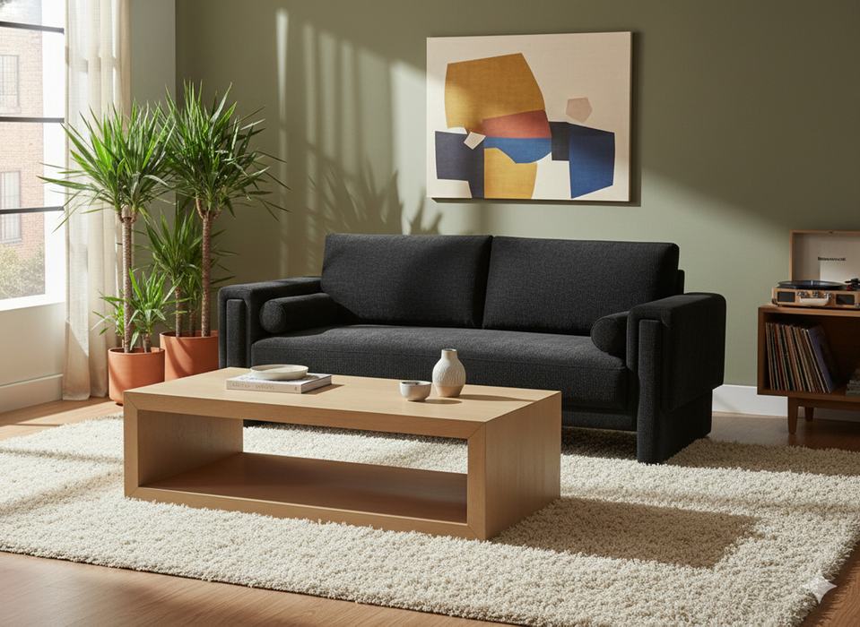 Meridian Furniture - Madeline 89" Black Chenille Fabric Upholstered Sofa - 152Black-S - GreatFurnitureDeal