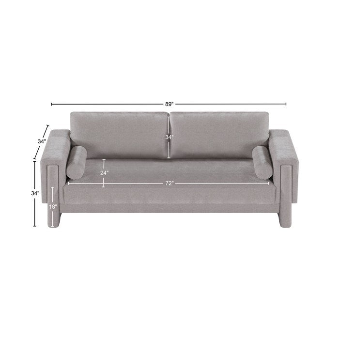 Meridian Furniture - Madeline 89" Grey Chenille Fabric Upholstered Sofa - 152Grey-S - GreatFurnitureDeal