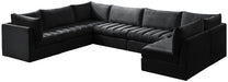Meridian Furniture - Jacob 140" Velvet Upholstered 7 Piece Modular Sectional - 649Black-Sec7A - GreatFurnitureDeal