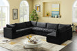 Meridian Furniture - Jacob 140" Velvet Upholstered 7 Piece Modular Sectional - 649Black-Sec7A - GreatFurnitureDeal