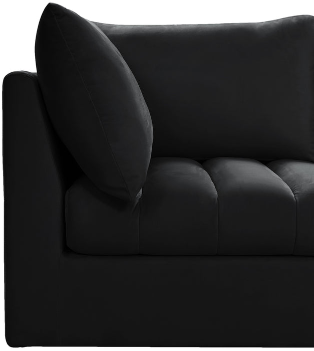 Meridian Furniture - Jacob 140" Velvet Upholstered 7 Piece Modular Sectional - 649Black-Sec7A - GreatFurnitureDeal