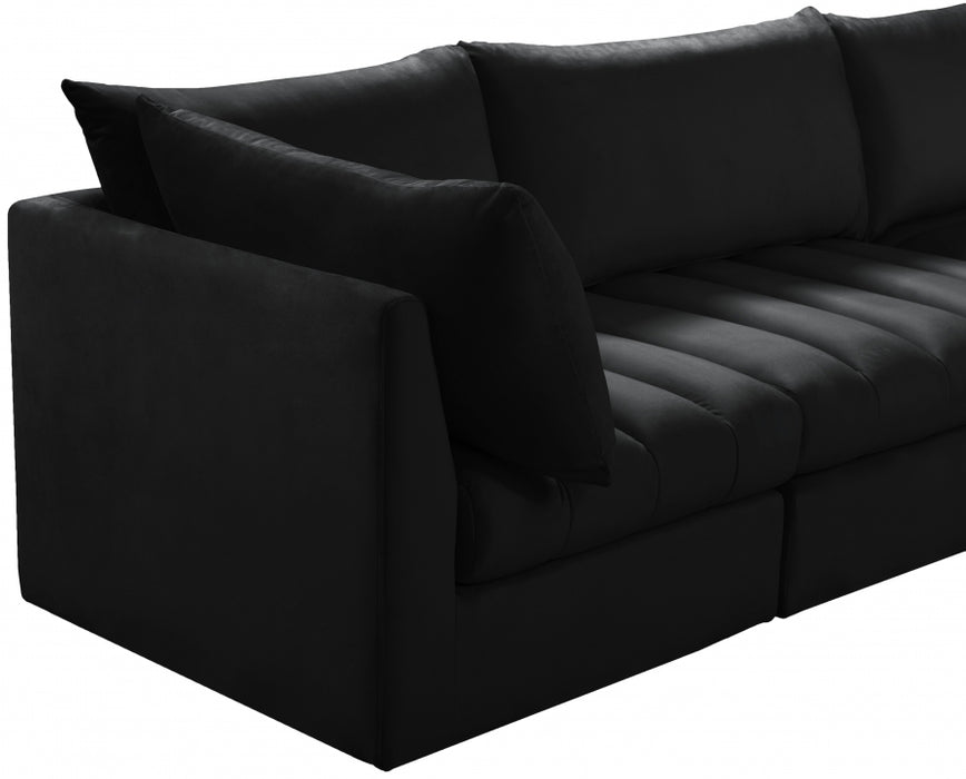 Meridian Furniture - Jacob 140" Velvet Upholstered 7 Piece Modular Sectional - 649Black-Sec7A - GreatFurnitureDeal