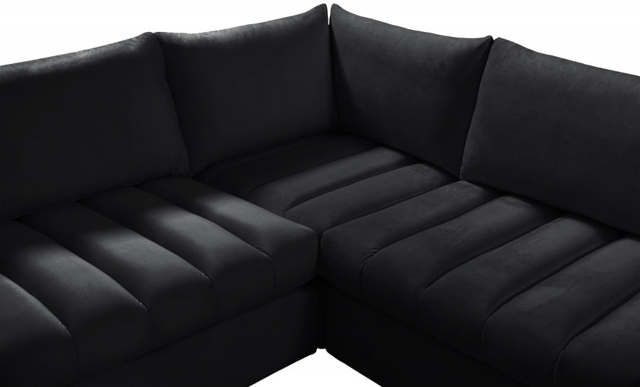 Meridian Furniture - Jacob 140" Velvet Upholstered 7 Piece Modular Sectional - 649Black-Sec7A - GreatFurnitureDeal