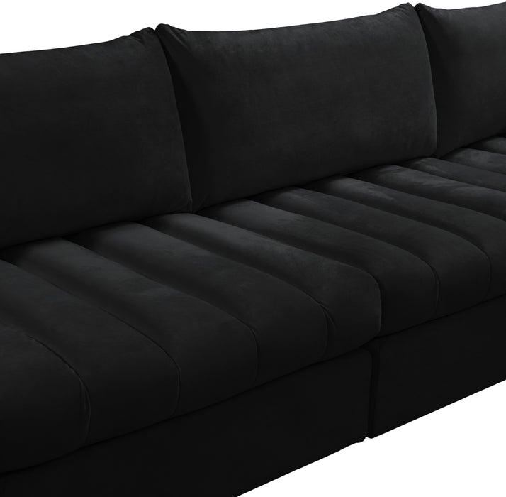 Meridian Furniture - Jacob 140" Velvet Upholstered 7 Piece Modular Sectional - 649Black-Sec7A - GreatFurnitureDeal
