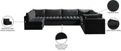 Meridian Furniture - Jacob 140" Velvet Upholstered 7 Piece Modular Sectional - 649Black-Sec7A - GreatFurnitureDeal