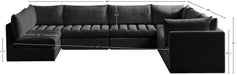 Meridian Furniture - Jacob 140" Velvet Upholstered 7 Piece Modular Sectional - 649Black-Sec7A - GreatFurnitureDeal