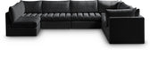 Meridian Furniture - Jacob 140" Velvet Upholstered 7 Piece Modular Sectional - 649Black-Sec7A - GreatFurnitureDeal