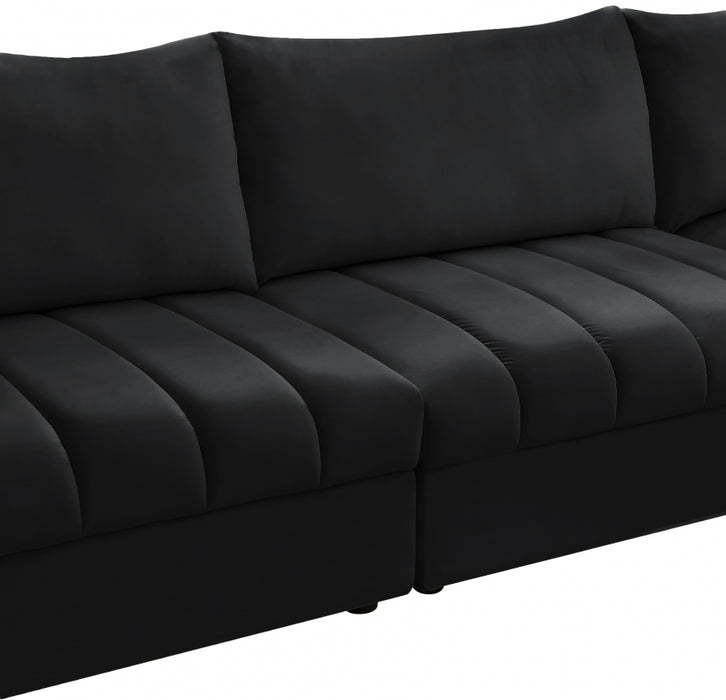 Meridian Furniture - Jacob 140" Velvet Upholstered 8 Piece Modular Sectional - 649Black-Sec8A - GreatFurnitureDeal