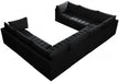 Meridian Furniture - Jacob 140" Velvet Upholstered 8 Piece Modular Sectional - 649Black-Sec8A - GreatFurnitureDeal