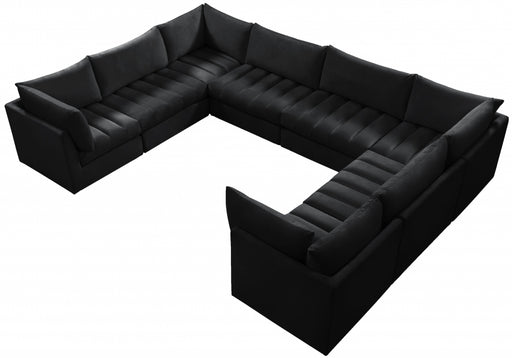 Meridian Furniture - Jacob 140" Velvet Upholstered 8 Piece Modular Sectional - 649Black-Sec8A - GreatFurnitureDeal