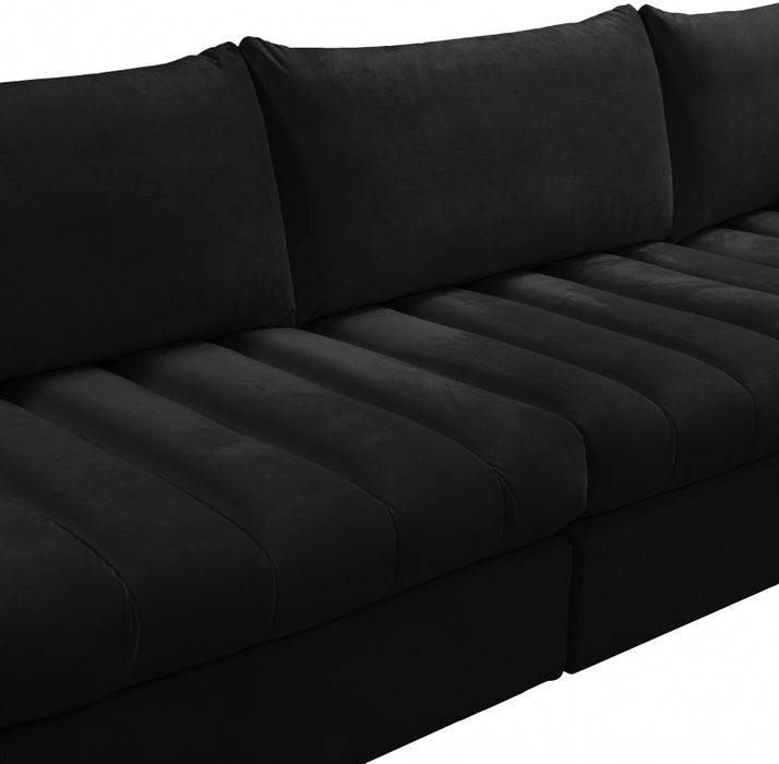 Meridian Furniture - Jacob 140" Velvet Upholstered 8 Piece Modular Sectional - 649Black-Sec8A - GreatFurnitureDeal