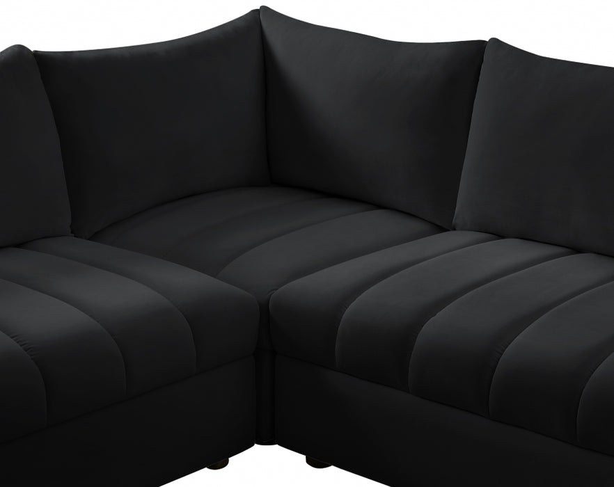 Meridian Furniture - Jacob 140" Velvet Upholstered 8 Piece Modular Sectional - 649Black-Sec8A - GreatFurnitureDeal