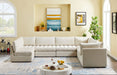 Meridian Furniture - Jacob 140" Velvet Upholstered 7 Piece Modular Sectional - 649Cream-Sec7A - GreatFurnitureDeal