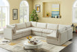 Meridian Furniture - Jacob 140" Velvet Upholstered 7 Piece Modular Sectional - 649Cream-Sec7A - GreatFurnitureDeal