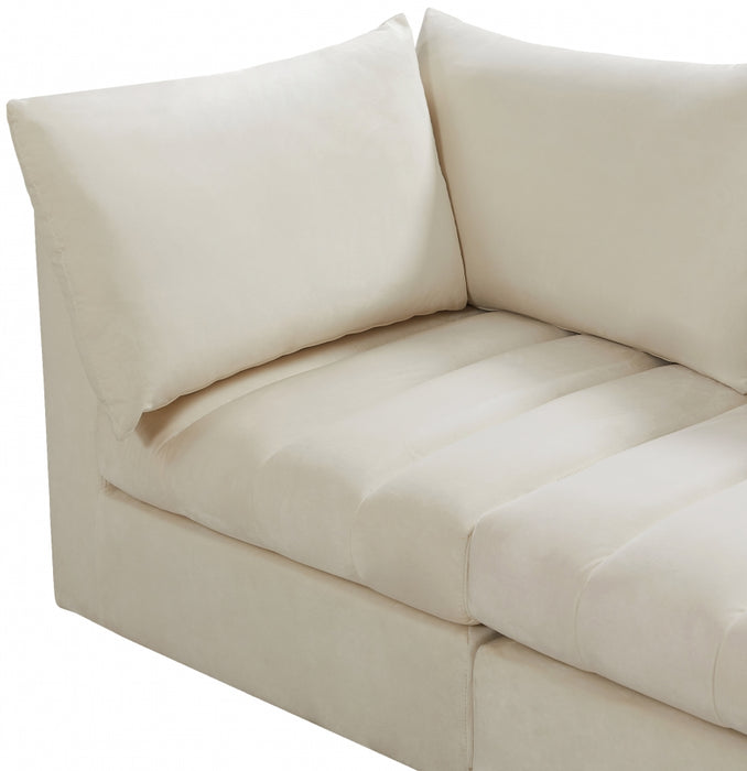 Meridian Furniture - Jacob 140" Velvet Upholstered 7 Piece Modular Sectional - 649Cream-Sec7A - GreatFurnitureDeal
