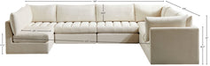 Meridian Furniture - Jacob 140" Velvet Upholstered 7 Piece Modular Sectional - 649Cream-Sec7A - GreatFurnitureDeal