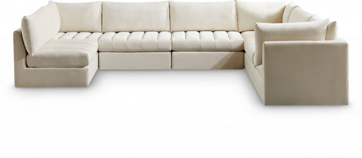 Meridian Furniture - Jacob 140" Velvet Upholstered 7 Piece Modular Sectional - 649Cream-Sec7A - GreatFurnitureDeal