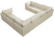 Meridian Furniture - Jacob 140" Velvet Upholstered 8 Piece Modular Sectional - 649Cream-Sec8A - GreatFurnitureDeal