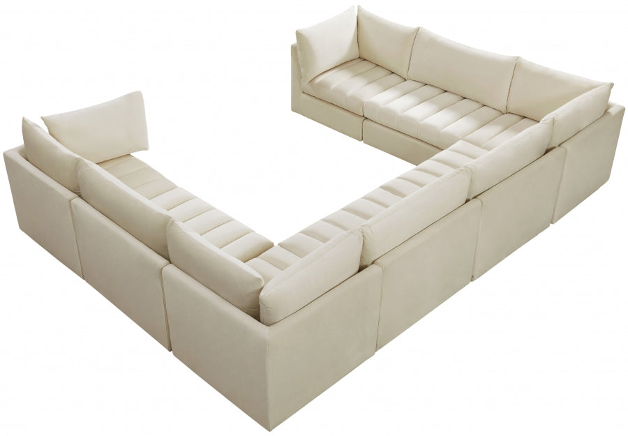 Meridian Furniture - Jacob 140" Velvet Upholstered 8 Piece Modular Sectional - 649Cream-Sec8A - GreatFurnitureDeal