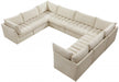 Meridian Furniture - Jacob 140" Velvet Upholstered 8 Piece Modular Sectional - 649Cream-Sec8A - GreatFurnitureDeal