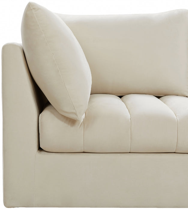 Meridian Furniture - Jacob 140" Velvet Upholstered 8 Piece Modular Sectional - 649Cream-Sec8A - GreatFurnitureDeal