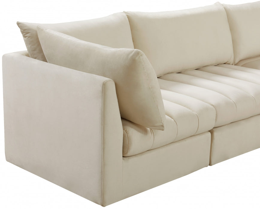 Meridian Furniture - Jacob 140" Velvet Upholstered 8 Piece Modular Sectional - 649Cream-Sec8A - GreatFurnitureDeal