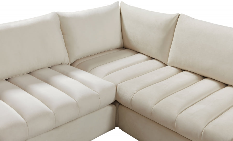 Meridian Furniture - Jacob 140" Velvet Upholstered 8 Piece Modular Sectional - 649Cream-Sec8A - GreatFurnitureDeal