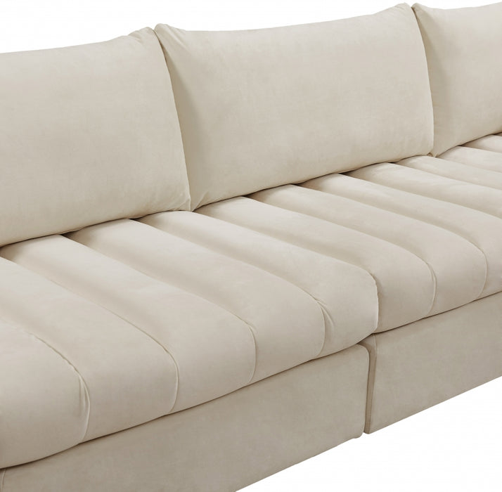 Meridian Furniture - Jacob 140" Velvet Upholstered 8 Piece Modular Sectional - 649Cream-Sec8A - GreatFurnitureDeal