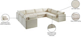 Meridian Furniture - Jacob 140" Velvet Upholstered 8 Piece Modular Sectional - 649Cream-Sec8A - GreatFurnitureDeal