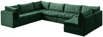 Meridian Furniture - Jacob 140" Velvet Upholstered 7 Piece Modular Sectional - 649Green-Sec7A - GreatFurnitureDeal