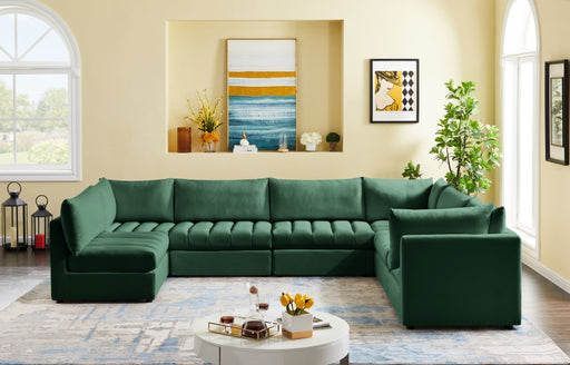 Meridian Furniture - Jacob 140" Velvet Upholstered 7 Piece Modular Sectional - 649Green-Sec7A - GreatFurnitureDeal