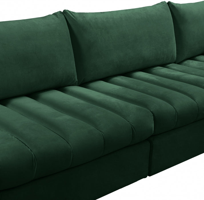 Meridian Furniture - Jacob 140" Velvet Upholstered 7 Piece Modular Sectional - 649Green-Sec7A - GreatFurnitureDeal