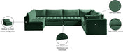 Meridian Furniture - Jacob 140" Velvet Upholstered 7 Piece Modular Sectional - 649Green-Sec7A - GreatFurnitureDeal